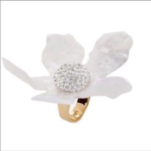 NWOT Lele Sadoughi Crystal Lily Ring